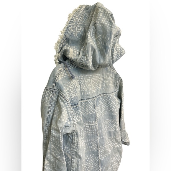 Free People Bleached Chambray Hooded Parka Jacket Oversized Denim Coat - Picture 3 of 11